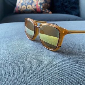 Phillip Lim Sunglasses Clip-on D-Frame Clear Gold and Yellow Mirror